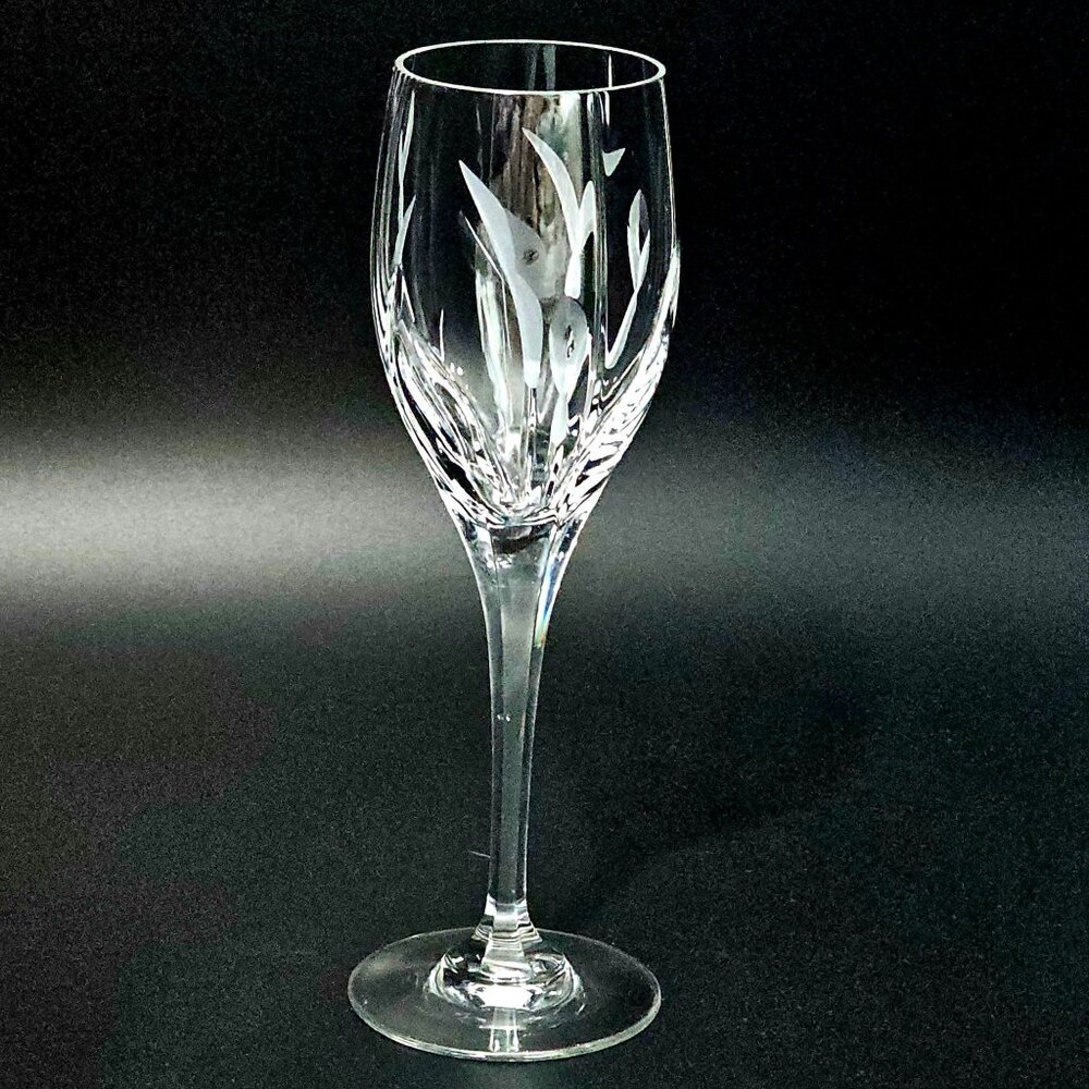 2 Mikasa Calla Lily Wine Glass 8.5" frosted cut crystal floral sculpted stem - Picture 6 of 9